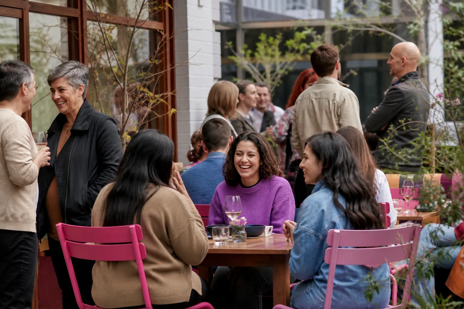Adults chatting at a relaxed singles event in County Durham