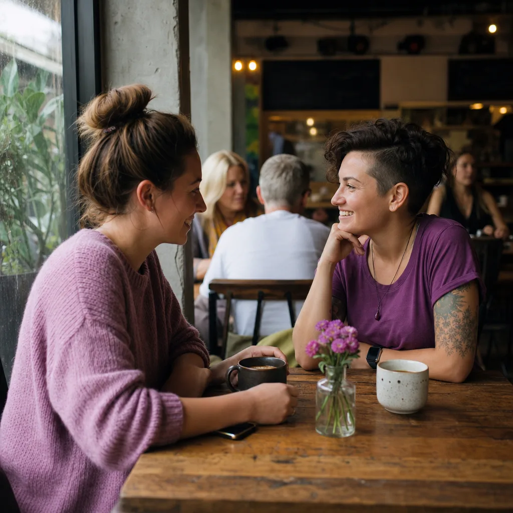Two women meeting for a daytime walk beside the River Wear