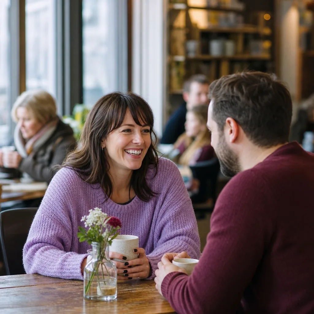 Person sharing first-date plans with a trusted friend by phone